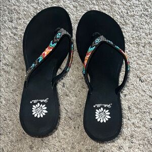 Yellow Box Black Sandals Flip Flop Style